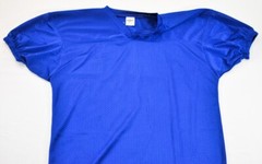 men’s Schutt practice jersey size S/M blue v-neck mesh design elastic sleeves