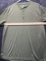 Apt. 9 Premier Flex Henley Shirt Mens Medium Green Classic Casual Short Sleeve