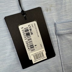 Ted Baker London Mens Light Blue Slub 100% Cotton Pocket T-Shirt Size 5 XL