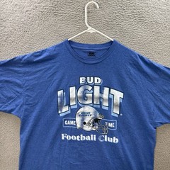 Bud Light Beer Shirt Adult 2XL XXL Blue Crewneck Tee Football Tailgate Party