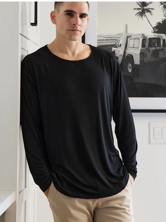 BLNK LÉBL Coastal Long Sleeve Tee Black Rayon Stretch Men’s XL Oversized