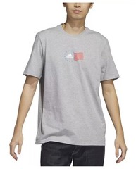 adidas Men’s Crewneck American Flag Graphic T-Shirt Grey Heather-Small