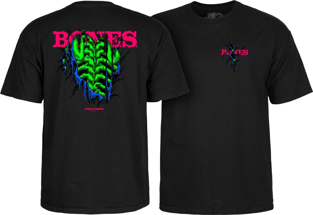 Powell Peralta SHRED Skateboard T Shirt BLACK w/BLACKLIGHT Graphic