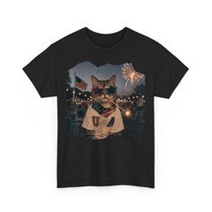 Funny July 4th Patriotic Cat Firework 250 Years Cat Lover Unisex T-Shirt