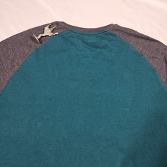 Sean John Lion Graphic L T-Shirt Raglan Teal w/ Gray Long Sleeve Crew Neck Cott