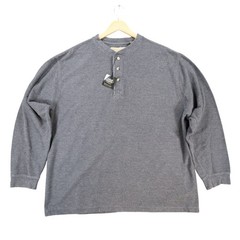 Naturalife Henley Shirt Mens XXL Gray Cotton Blend Long Sleeve Regular Fit 2429