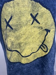VTG Nirvana Smiley Face Acid Wash T-Shirt Size Medium 90’s Grunge Band Yellow