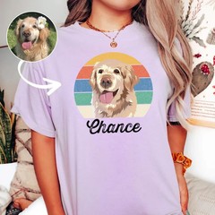 Custom Pet Portrait Retro Vintage Comfort Tee Personalized Dog Cat Shirt