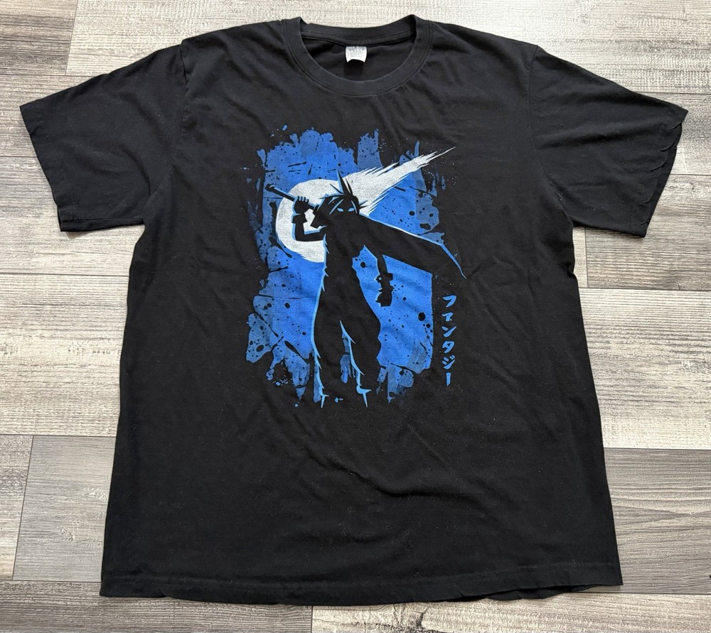 Final Fantasy 7 VII Cloud Shirt Adult Large Meteor Shadow Game Tee Black FFVII