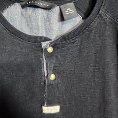 Sean John Mens Henley T-Shirt 2XL Black 100% Cotton Round Neck Long Sleeve