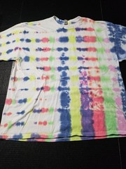 Tie Dyed Crew Neck T-Shirt Gildan Hand Made Unisex Size 2XL Y2K 70’s Multicolor
