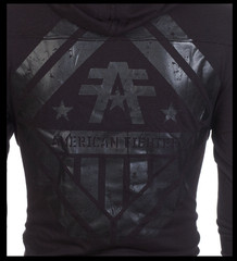 AMERICAN FIGHTER Black on Black AVERETT Long Sleeve Henley Hoodie T-shirt NWT