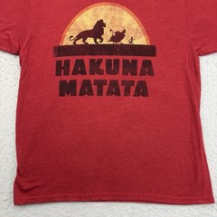 Disney Lion King Shirt Mens XL Red Simba Timon Pumbaa Hakuna Matata Short Sleeve