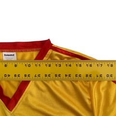 Average Joes Men’s Size M Dodgeball Yellow V-Neck Costume Satin Shirt Jersey