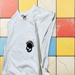 VTG Y2K Skull Harley Davidson Shirt Biker Motorcycle White Grunge Tank Top SZ XL