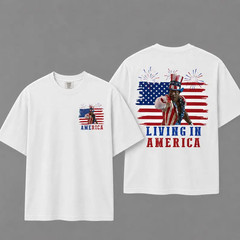 Apollo Creed Living In America T Shirt, Patriotic Boxing Fourth Of July Vintage