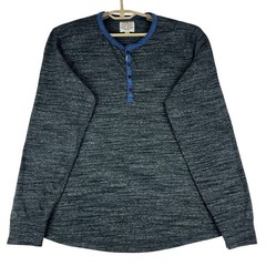 Lucky Brand Henley Shirt Mens L Charcoal Gray Marled Space Dye Long Sleeve
