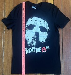 Distressed Hockey Mask Friday The 13Th Graphic Print Shirt Men’s Medium Black