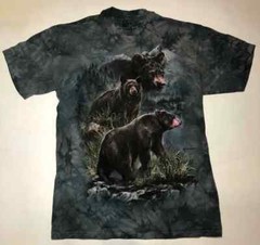 The Mountain Three Black Bears Grizzly Nature Forest Cotton Tie Dye T-Shirt S-3X