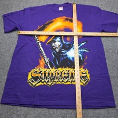 Men’s XL Supreme Grim Reaper Santa Muerte Prayer Graphic Tee Purple XL Shor