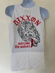 Dixxon Company Tank Top Mens Large White Graphic Tee Wolves Gorp Core Hiking