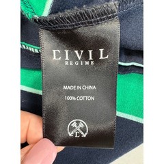 Civil Regime T-Shirt Mens Medium Green Navy Striped Phoenix Graphic Excellent