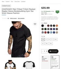 Coofandy Men’s Pleated Short Sleeve Fashion T-shirt Size Large