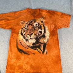 The Mountain Shirt Graphic T Mens Tiger Orange Tie Dye XL Cotton Y2K Big Cat