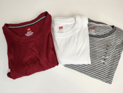 Lot 3Hanes t-shirt Mens XL Shirts 1 Short /2 Long Sleeve Hanes Striped Red White