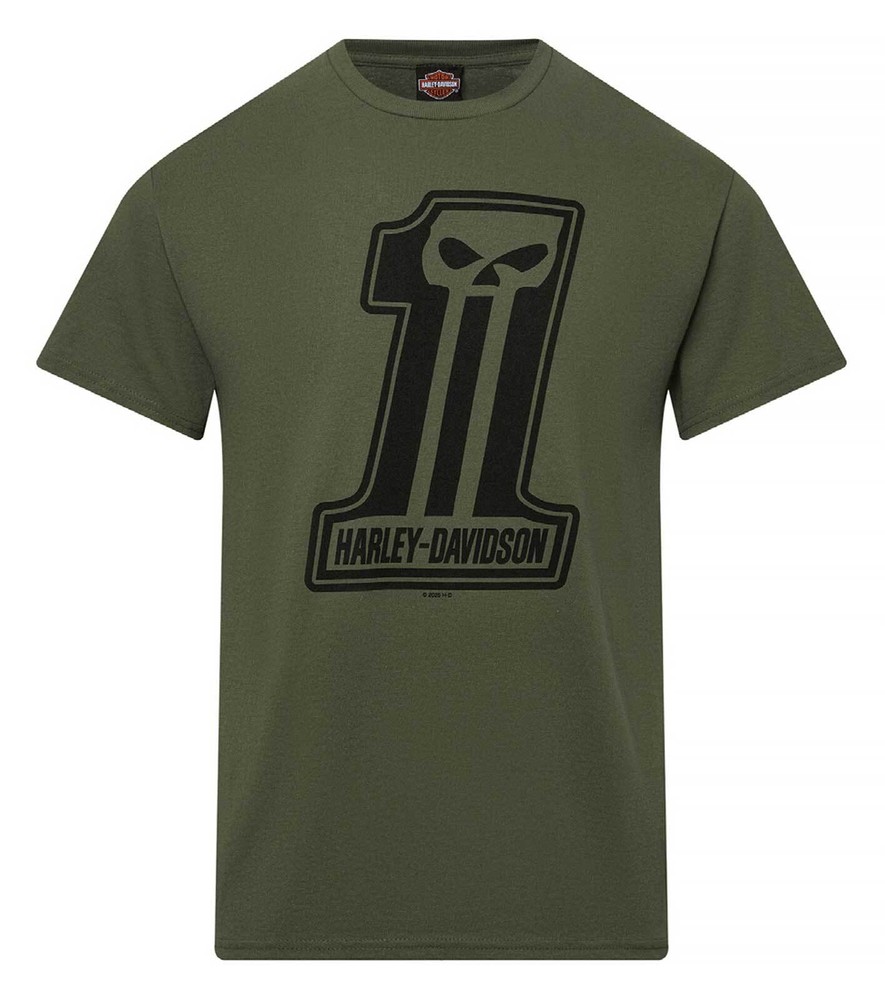 Harley-Davidson Men’s Dark Trait Short Sleeve Crew-Neck T-Shirt, Military Green
