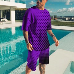 Men’s Outfit 2-Piece Set Short Sleeve T-Shirts and Shorts Sweatsuit Set Summer