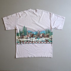 Vintage Cherokee NC Native Indian Graphic T Shirt Mens XL AOP Habitat Gray