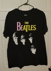 THE BEATLES John Paul George Ringo black Cotton Graphic T-shirt L