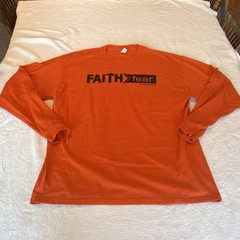 Jerzees Dri-Power Men’s XL Orange Long Sleeve Crew Neck Graphic Tee Psalm 56:4