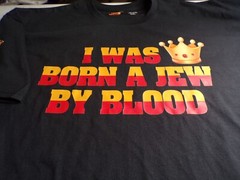 I Was Born A Jew By Blood (Black) w/Red Fringes …Hot Stamp