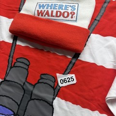 Where’s Waldo Shirt Mens XL Red Stripe Costume T-Shirt Beanie Combo Halloween