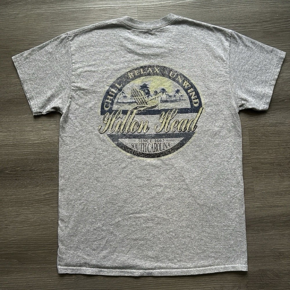 Vintage distressed Hilton Head South Carolina Heather Gray Crewneck T-Shirt – S