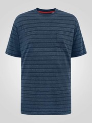D555 Duke Big Mens Jacquard T-Shirt Navy Stripe 2XL 3XL 4XL 5XL 6XL (601918)