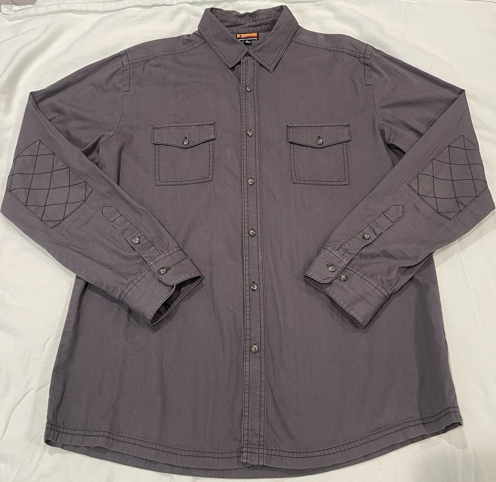 Brooklyn Industries Button Up Shirt Olive Slate Size XL Reinforced Elbows