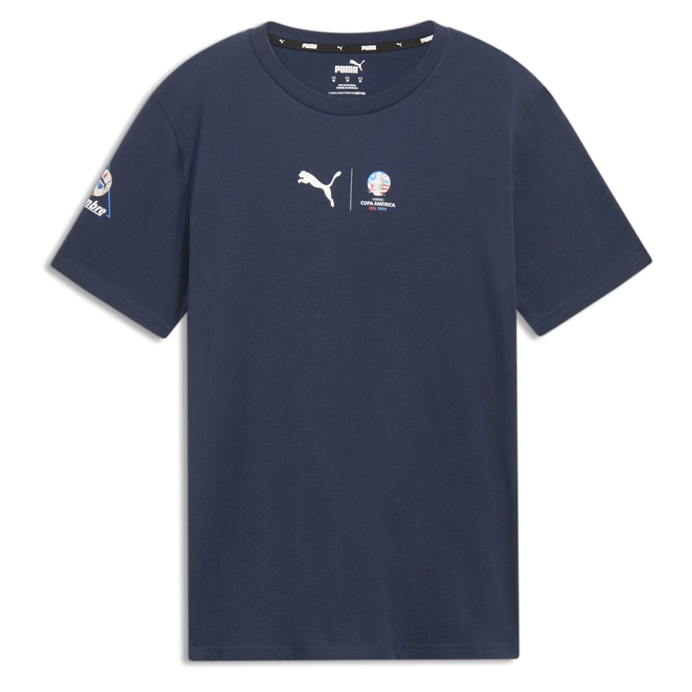 PUMA Conmebol Copa Usa Graphic Crew Neck Short Sleeve T-Shirt Mens Blue Casual T