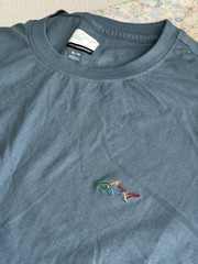 Greg Norman Men XL T-Shirt Blue Gray Cotton Short Sleeve Embroidered Shark Logo