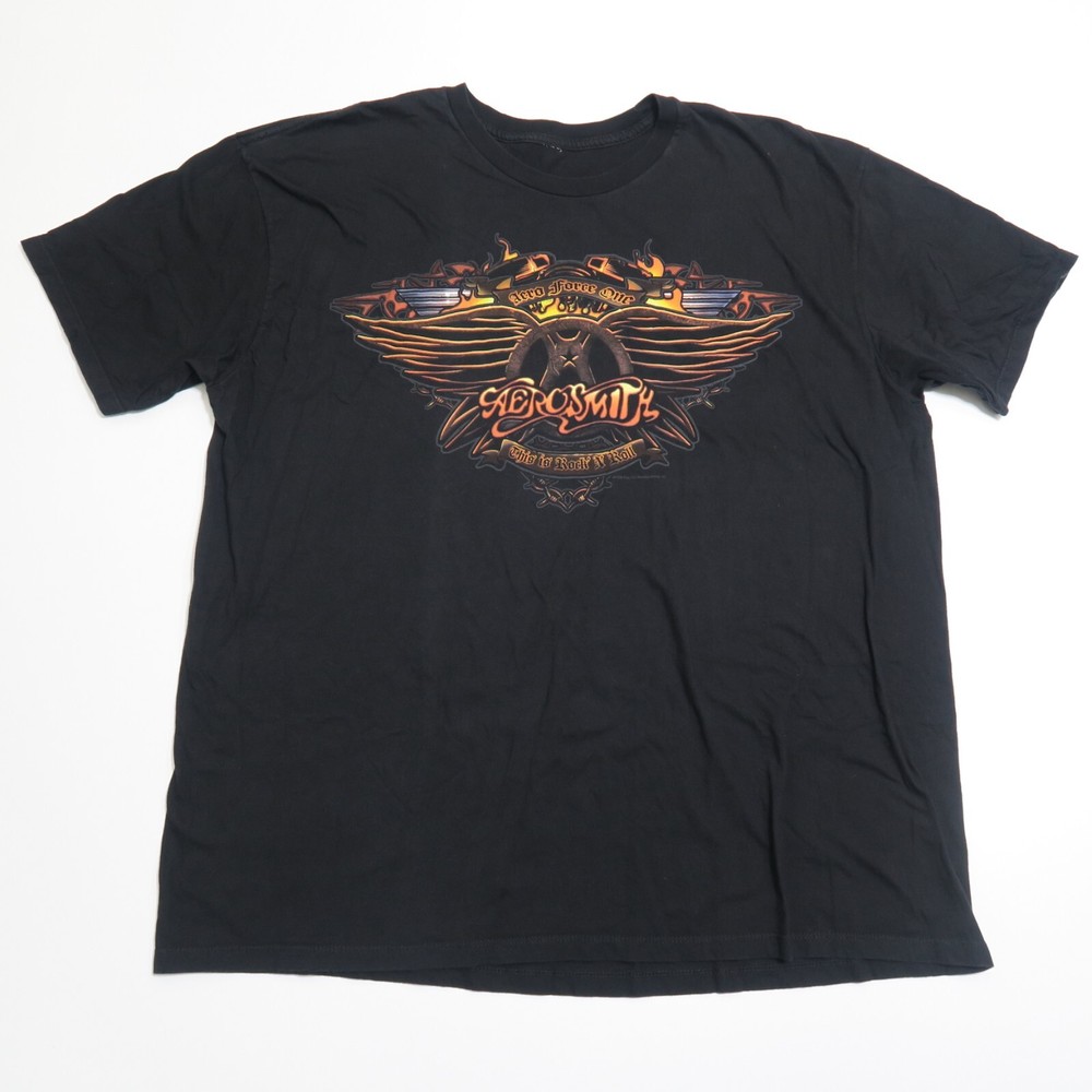 2009 Aerosmith Graphic T-Shirt Mens 2XL Black Short Sleeve Pullover Crew Neck