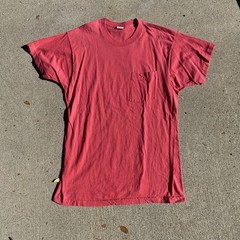 Vintage 80s 90s BVD Pocket Tee SHirt XL Pink/Salmon Selvedge Blank Single Stitch