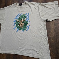 Mens No Boundaries Graphic T-Shirt Dragon Skull Lightning Bolt xl Y2K
