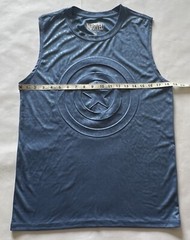 MARVEL CAPTAIN AMERICA Mens Lite Blue Sleeveless Crew Neck Embossed SMALL Shirt