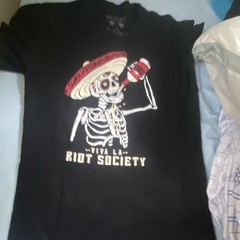 Riot Society Viva La Riot Society Black Graphic Print Skull Logo T-Shirt Men M