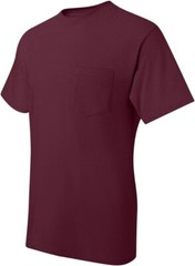 Mens Hanes Beefy-T 5190 Maroon Red Cotton Short Sleeve Pocket T-Shirt Size S NWT