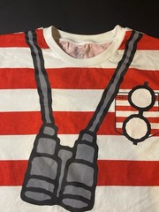 Where’s Waldo Mens Waldo Red White Striped Costume Shirt Size Large