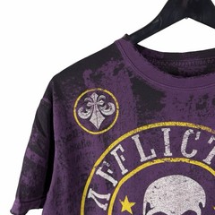 Mens Y2K Affliction Love Fist Grunge Punk Reversible Purple Shirt Size L
