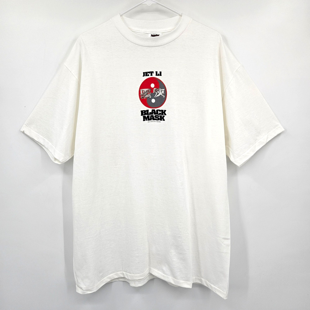 Vintage 1996 Black Mask Jet Li Movie Promo T-Shirt Adult Size XL White